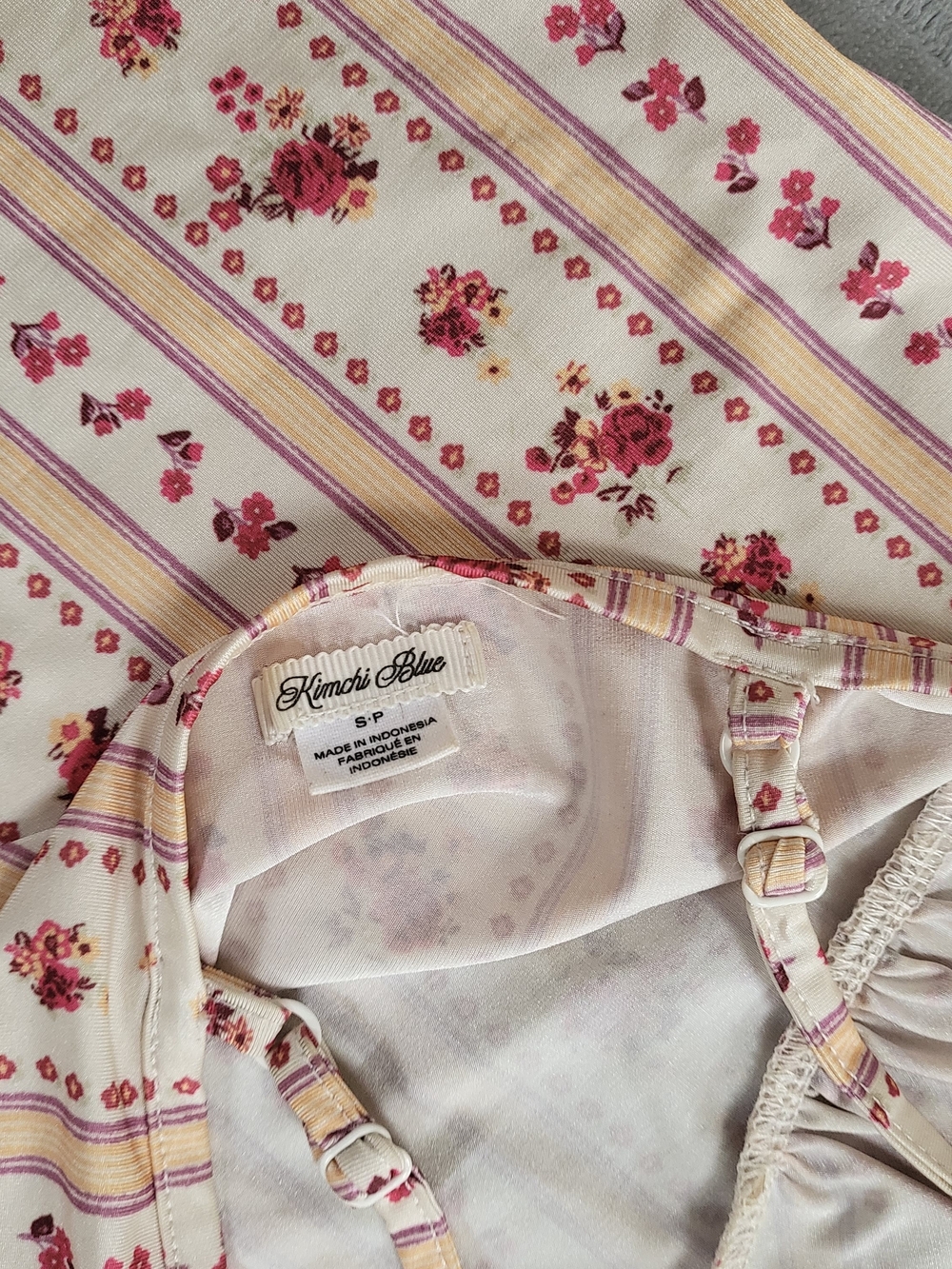 Kimchi Blue Cream Cami with Pink Floral Stripes - Picture 4 of 6